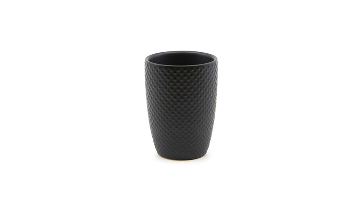 Salt and Pepper Ceramic Embossed Design Sturdy Black Tumbler  - 8 x 11cm