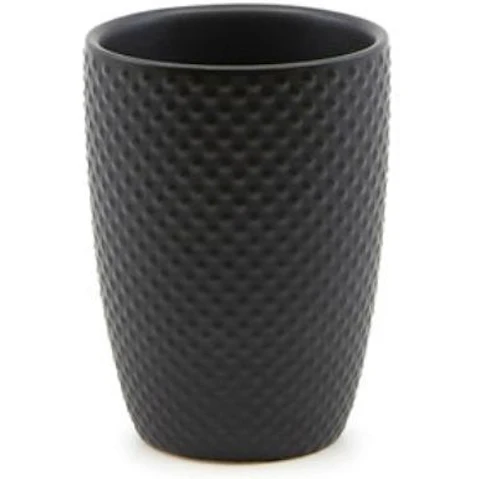 Salt and Pepper Ceramic Embossed Design Sturdy Black Tumbler - 8 x 11cm