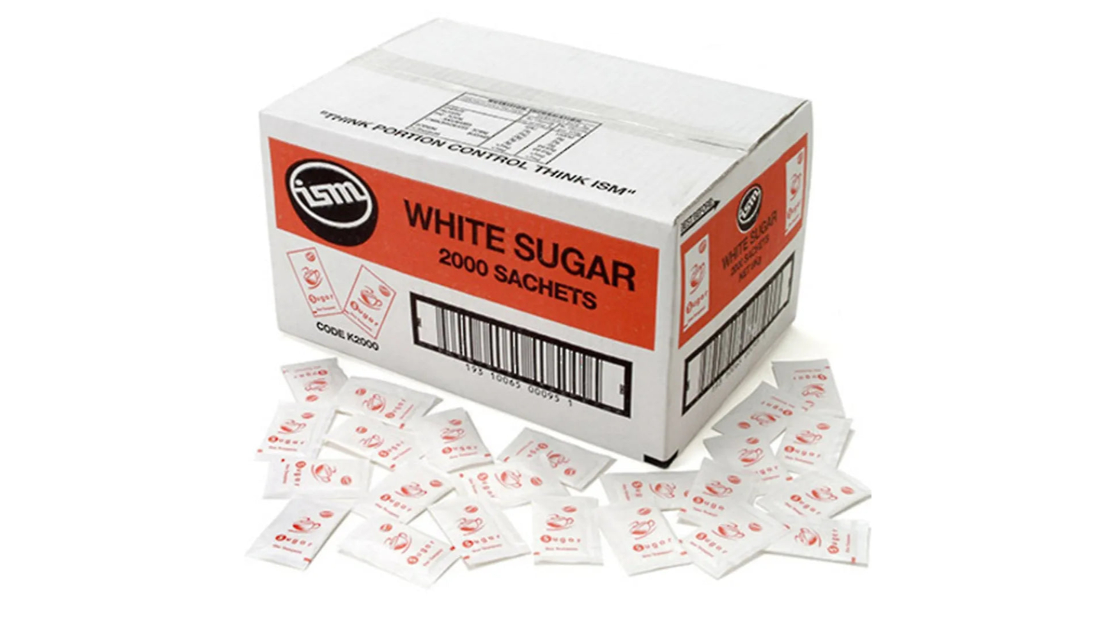 ISM Pack of 2000 White Sugar Sachet Single Serve 3g Carton Bulk Box