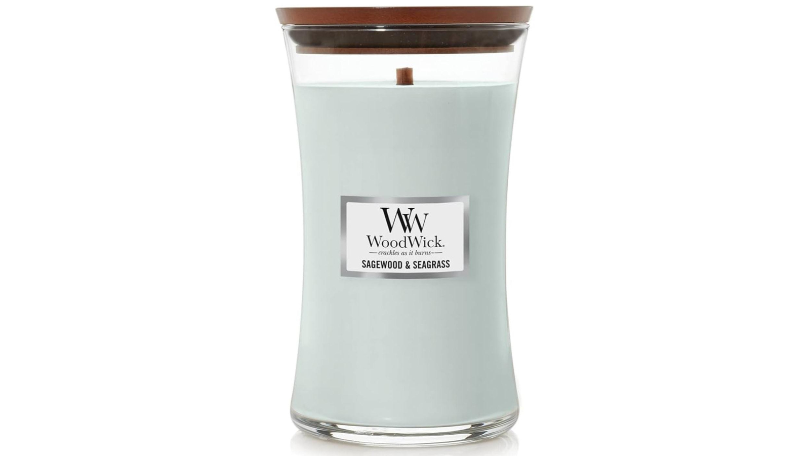 Woodwick Sagewood and Seagrass Crackles As It Burns Hourglass Large Candle -  610g