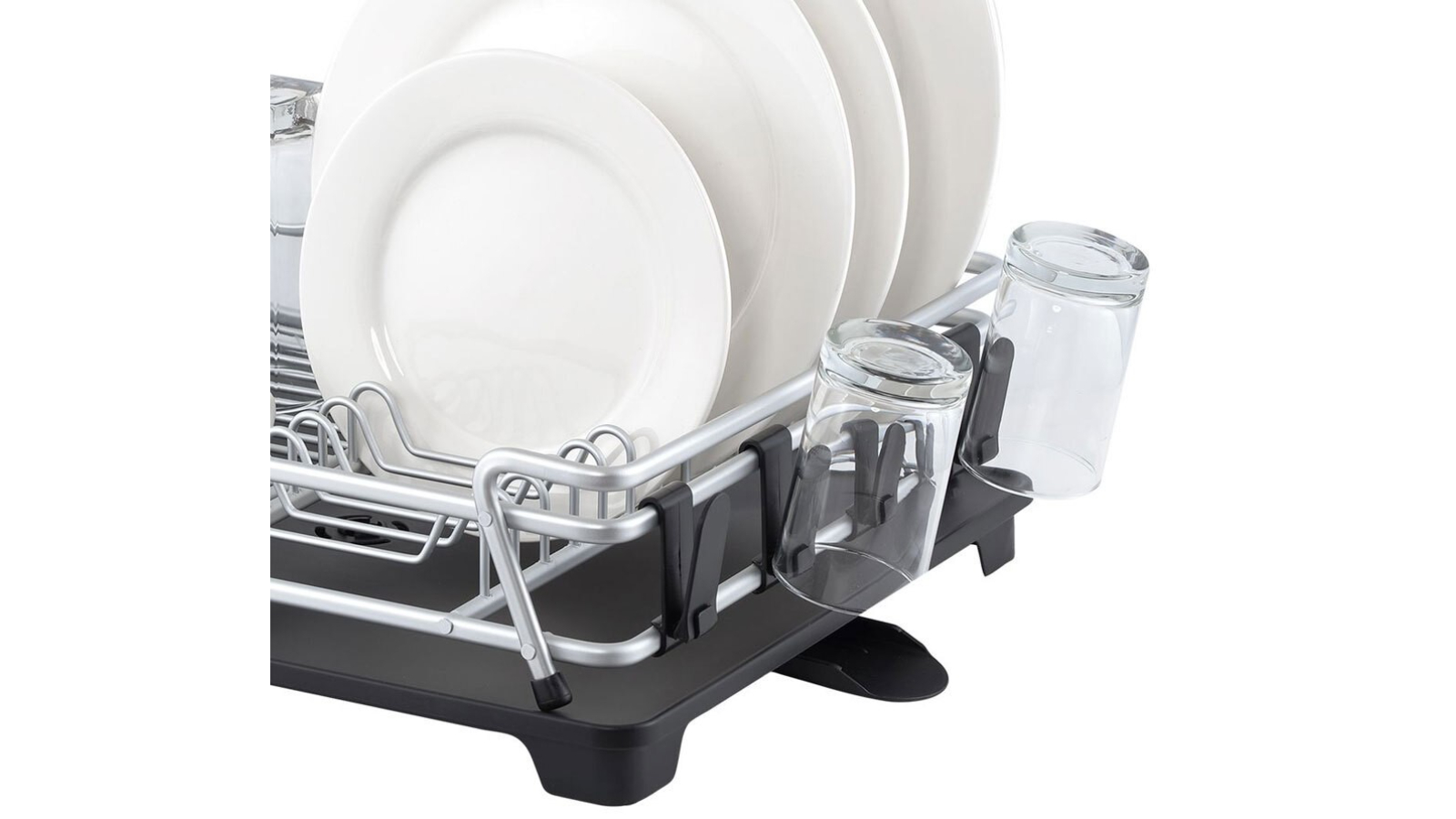 DLine Pinnacle Aluminium 53cm Dish Wash Rack - Black | Harvey Norman