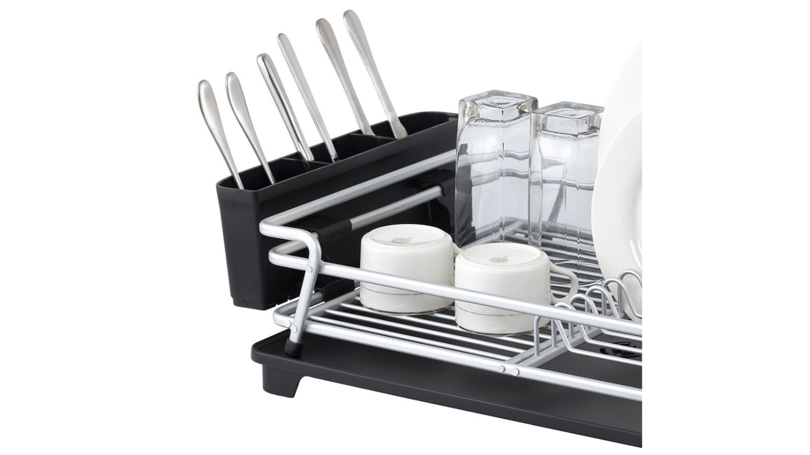 DLine Pinnacle Aluminium 53cm Dish Wash Rack - Black | Harvey Norman