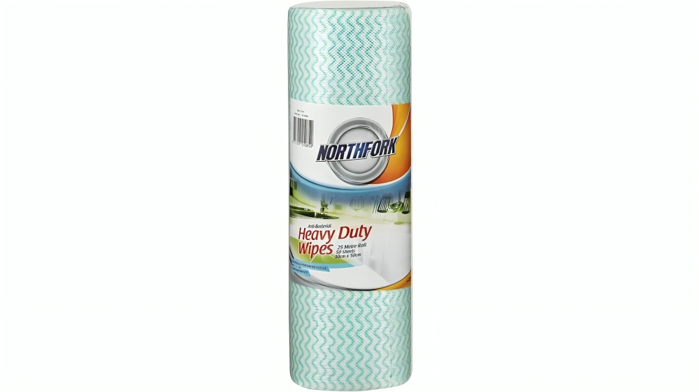 Northfork Pack of 6 Heavy Duty Antibacterial Perforated Green Wipes Roll - 50 Sheet