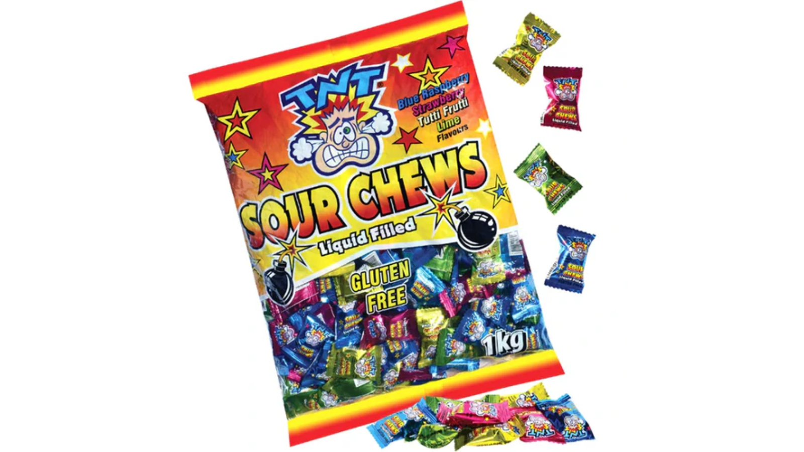 Allens Sour Chews Lollies Candy Liquid Filled Assorted Flavour Pack - 1kg
