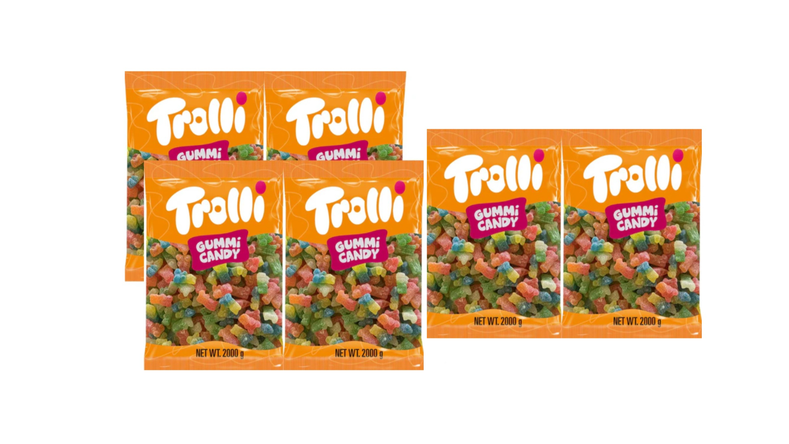 Trolli Pack of 6 Super Sour Gummy Bear Lollies Candy - 2kg