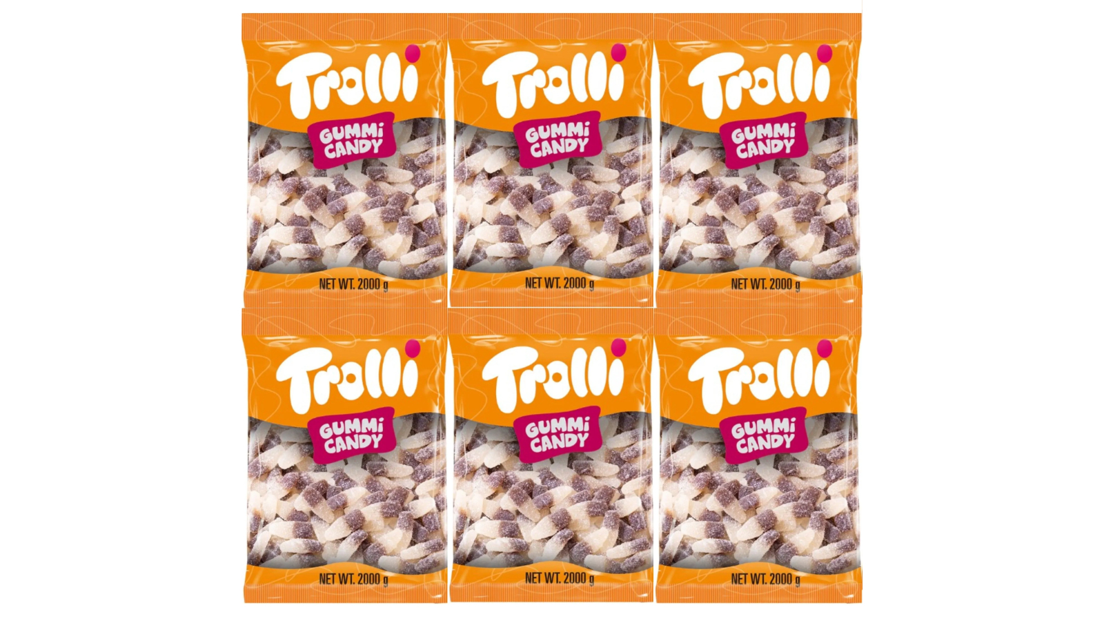 Trolli Pack of 6 Sour Cola Coke Bottle Lollies Candy - 2kg