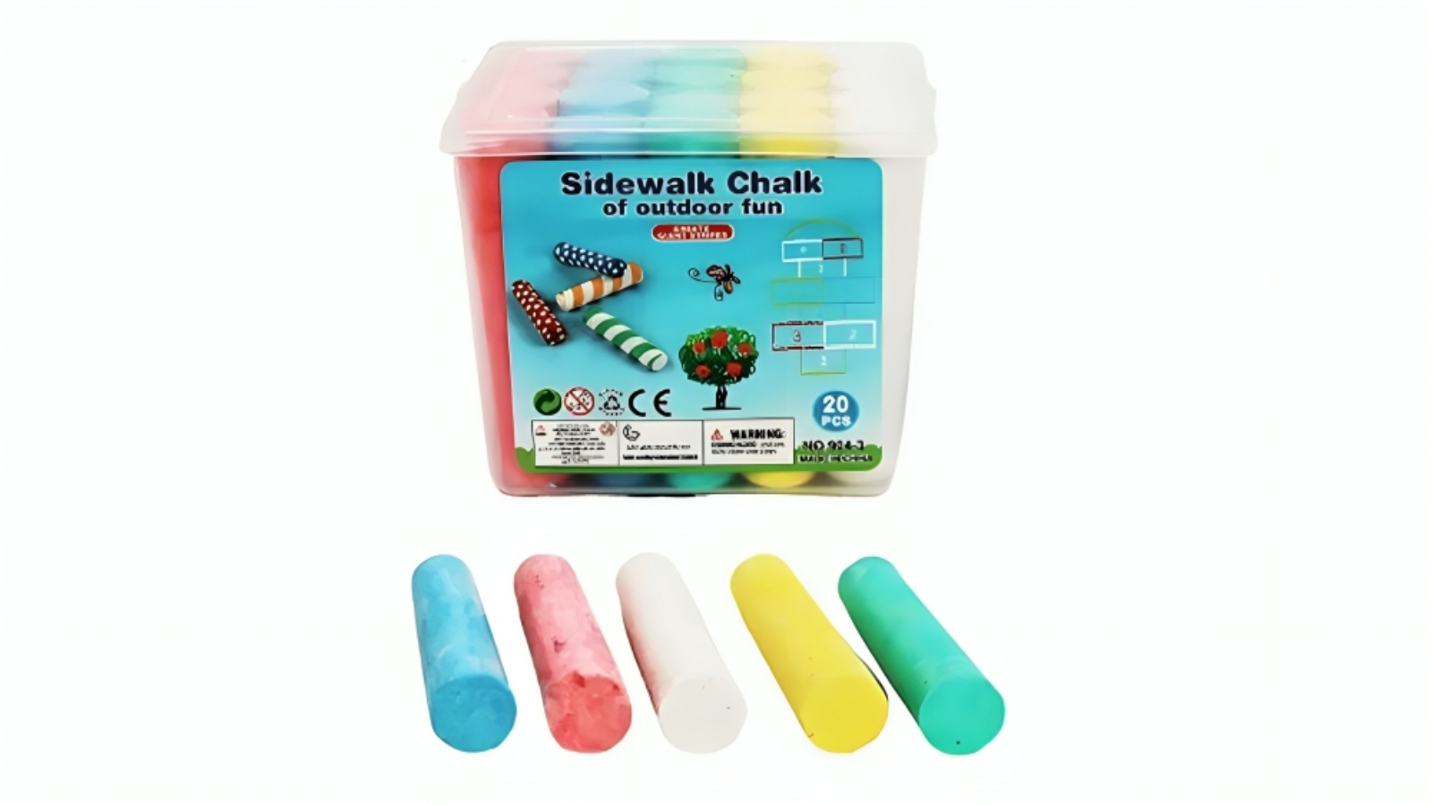 Marble Race Pack of 20 Sidewalk Chalk of Outdoor Fun