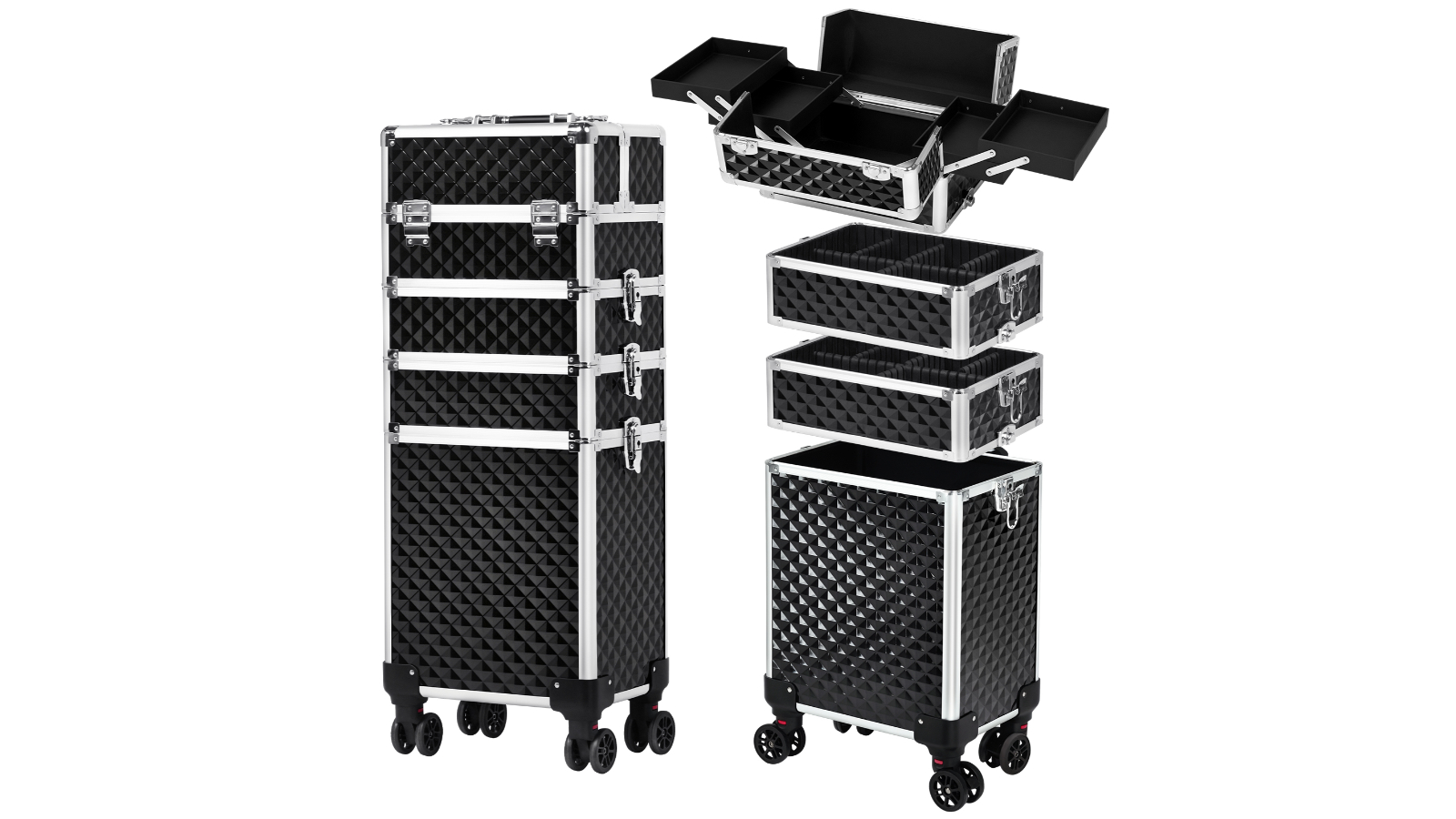 Advwin 4-in-1 Makeup Trolley Case - Black