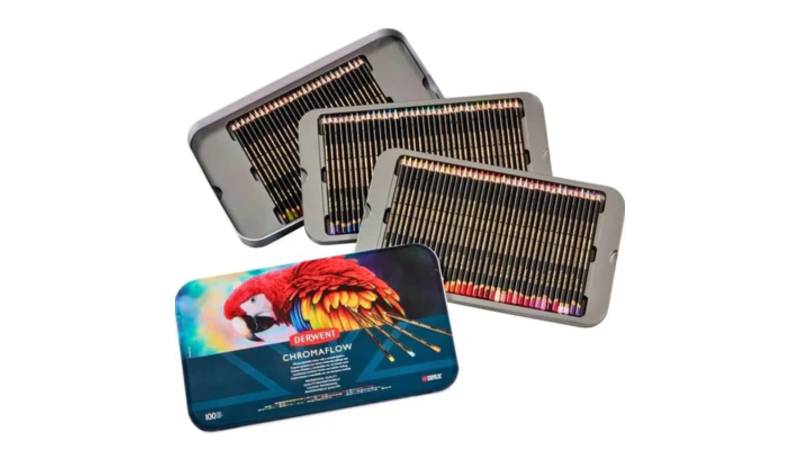 Derwent 100 Chroma Flow Professional Coloured Artist Pencil Tin Set