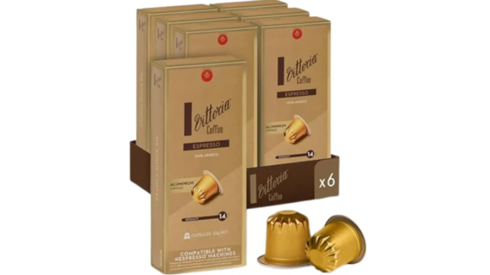 Vittoria Pack of 6 10 Pods Aluminium Coffee Espresso Capsule