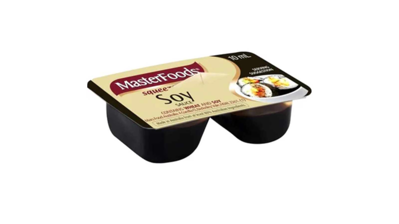 Masterfoods Bulk Box Pack of 100 Carton Squeeze-On Individual Soy Sauce - 13g