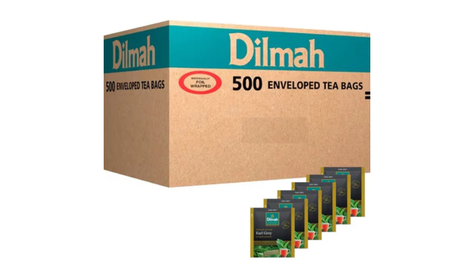 Dilmah Pack of 500 Box Premium Earl Individually Wrapped Grey Ceylon Tea Bag