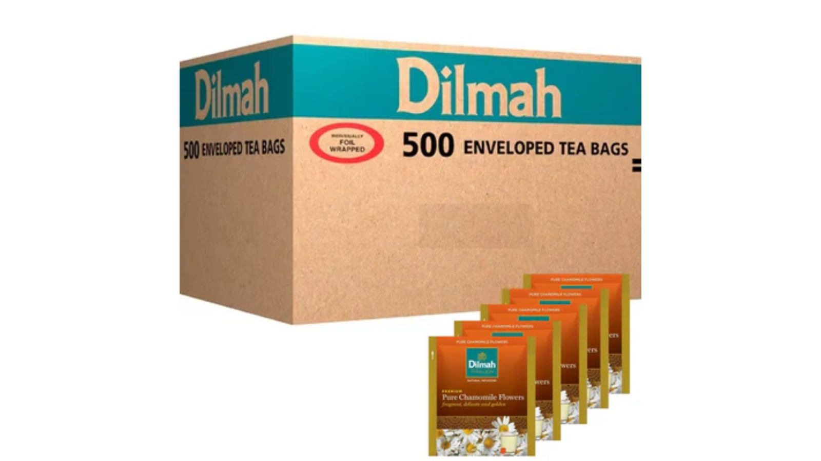 Dilmah Pack of 500 Box Premium Chamomile Individually Wrapped Tea Bag Envelope