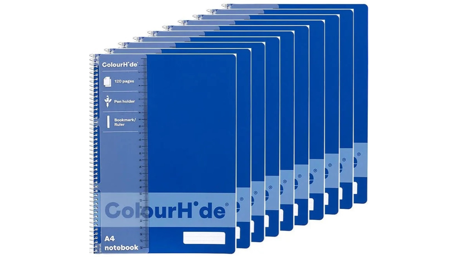 ColourHide Pack of 10 120 Page A4 Notebook - Classic Blue