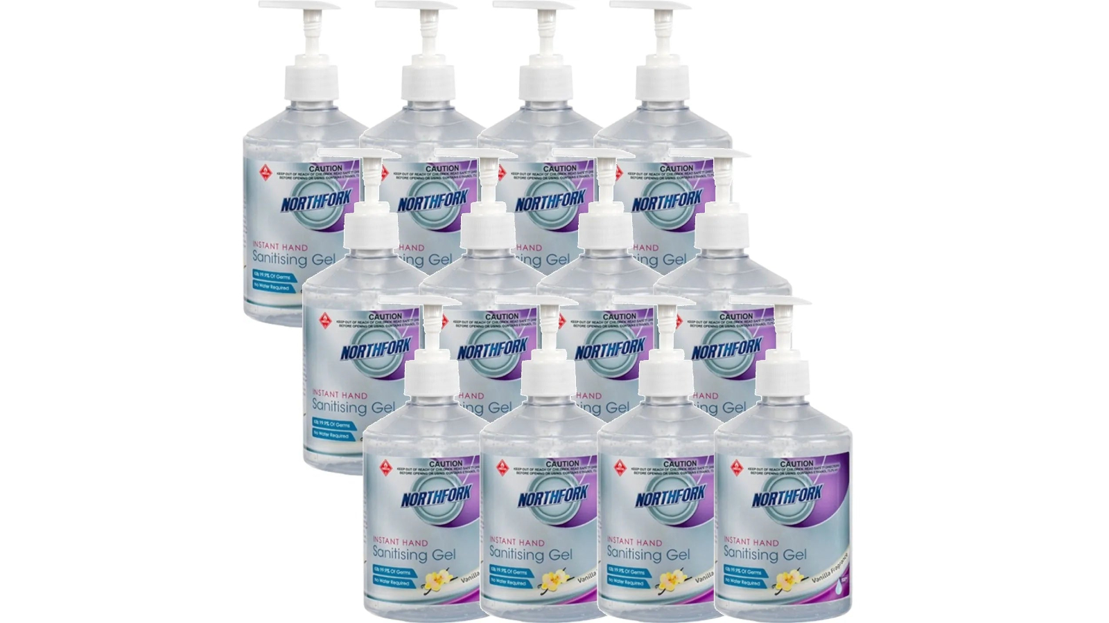 Northfork 500ml Vanilla Hand Sanitiser Gel Pump - Pack of 12