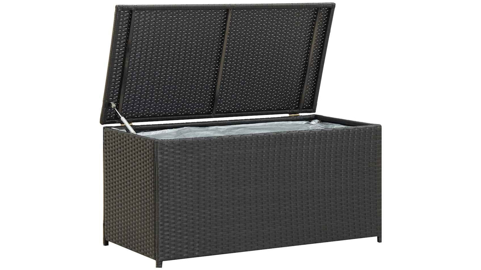 vidaXL 100 x 50 x 50cm Poly Rattan Garden Storage Box - Black