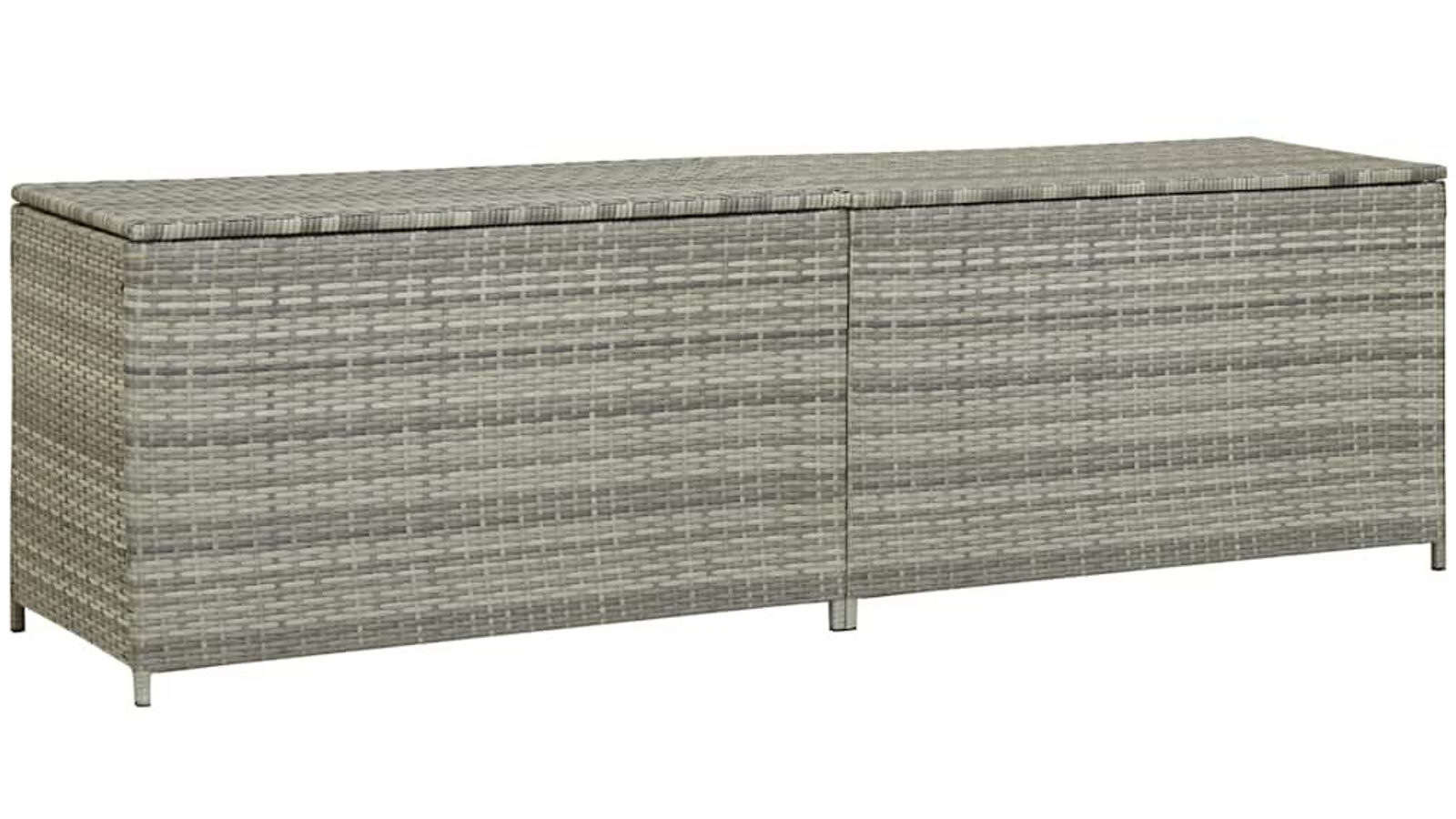 vidaXL Poly Rattan 200 x 50 x 60cm Garden Storage Box - Grey