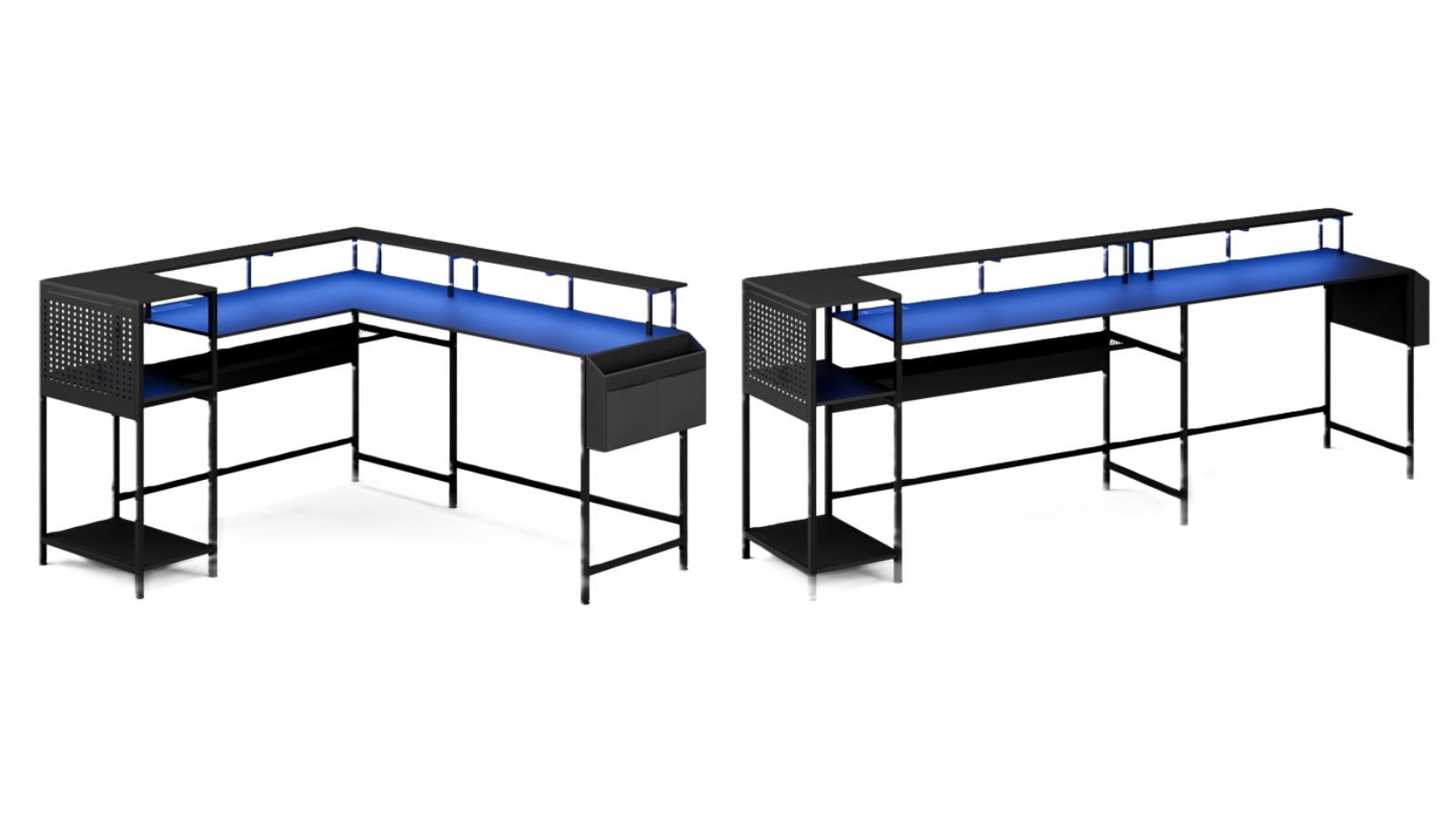 Advwin 2 Person Convertible Gaming Desk with Monitor Stand and Side Pocket - Black