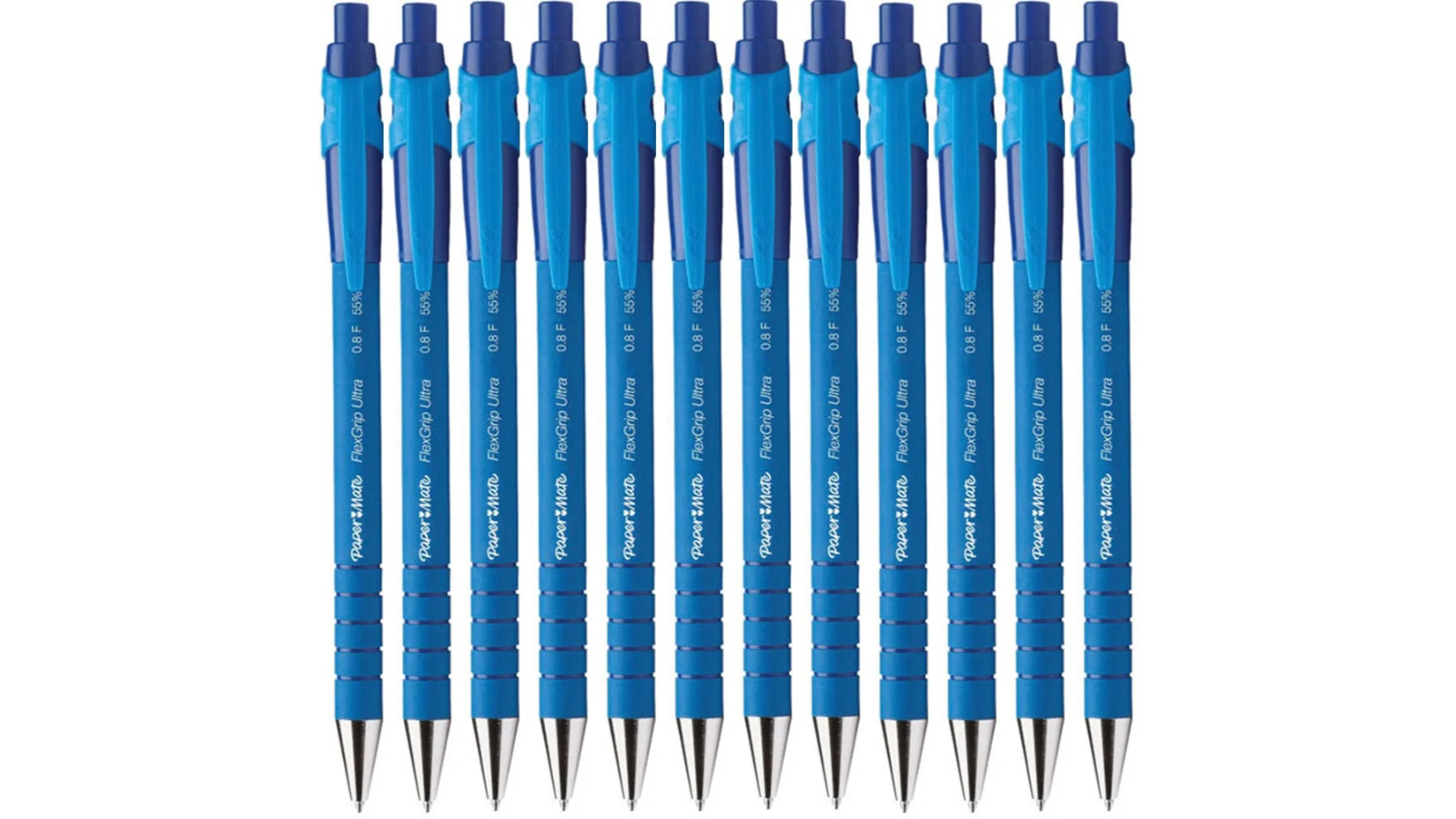 Papermate Pack of 12 Flexgrip Retractable .08cm Fine Ballpoint Pen - Blue