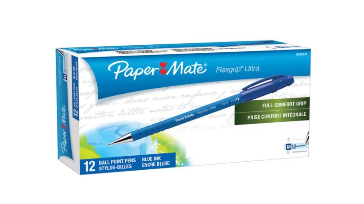 Papermate Pack of 12 Flexgrip Stick 0.1cm Medium Ballpoint Pen - Blue
