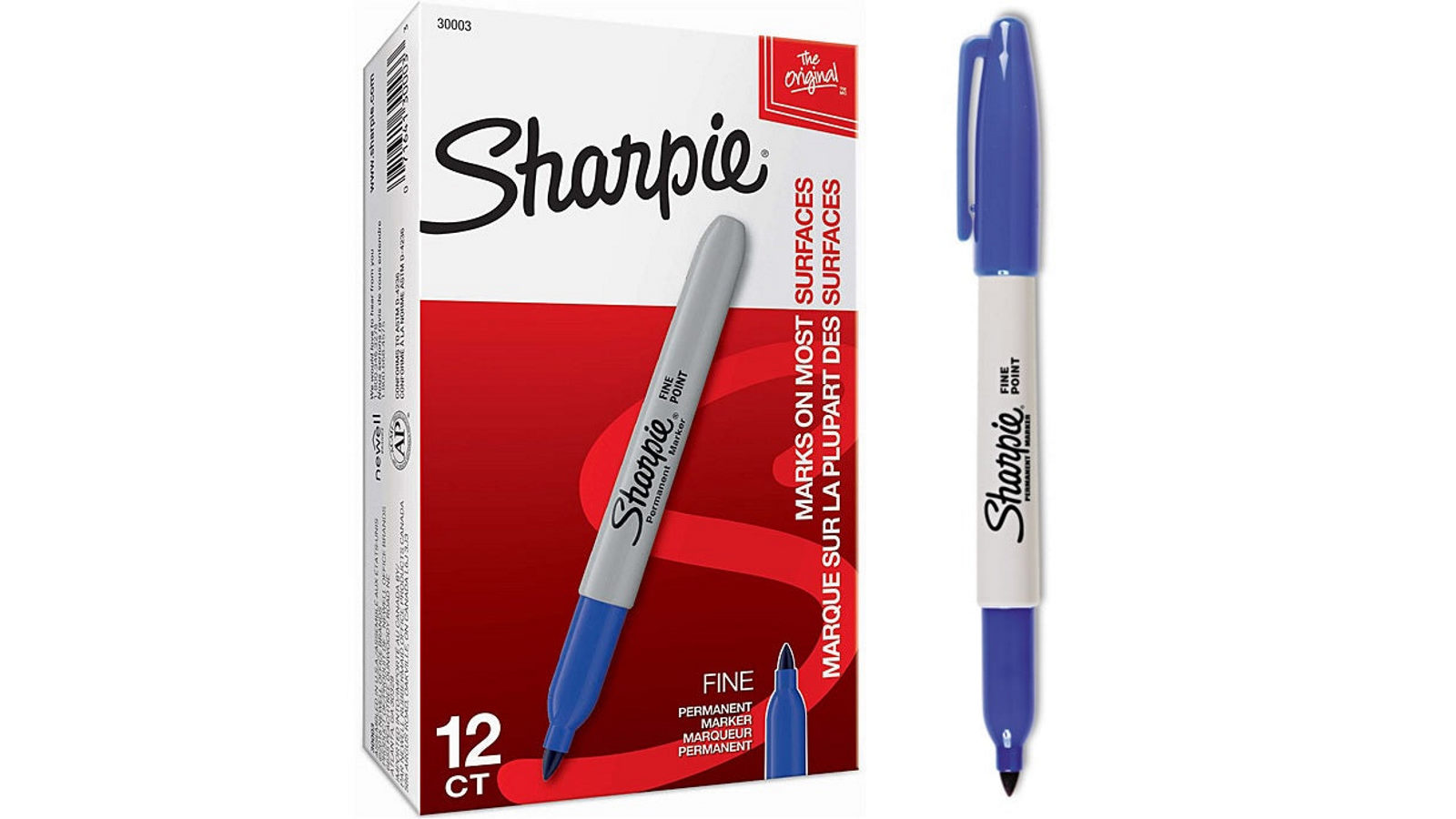 Sharpie 0.1cm Box of 12 Permanent Marker Fine Point - Blue