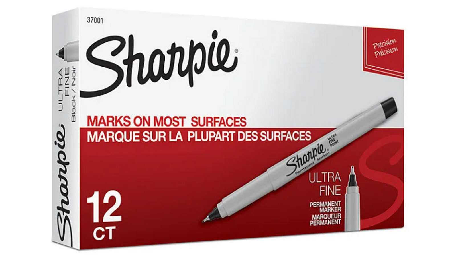 Sharpie 0.03cm Box of 12 Permanent Marker Ultra Fine Point - Black