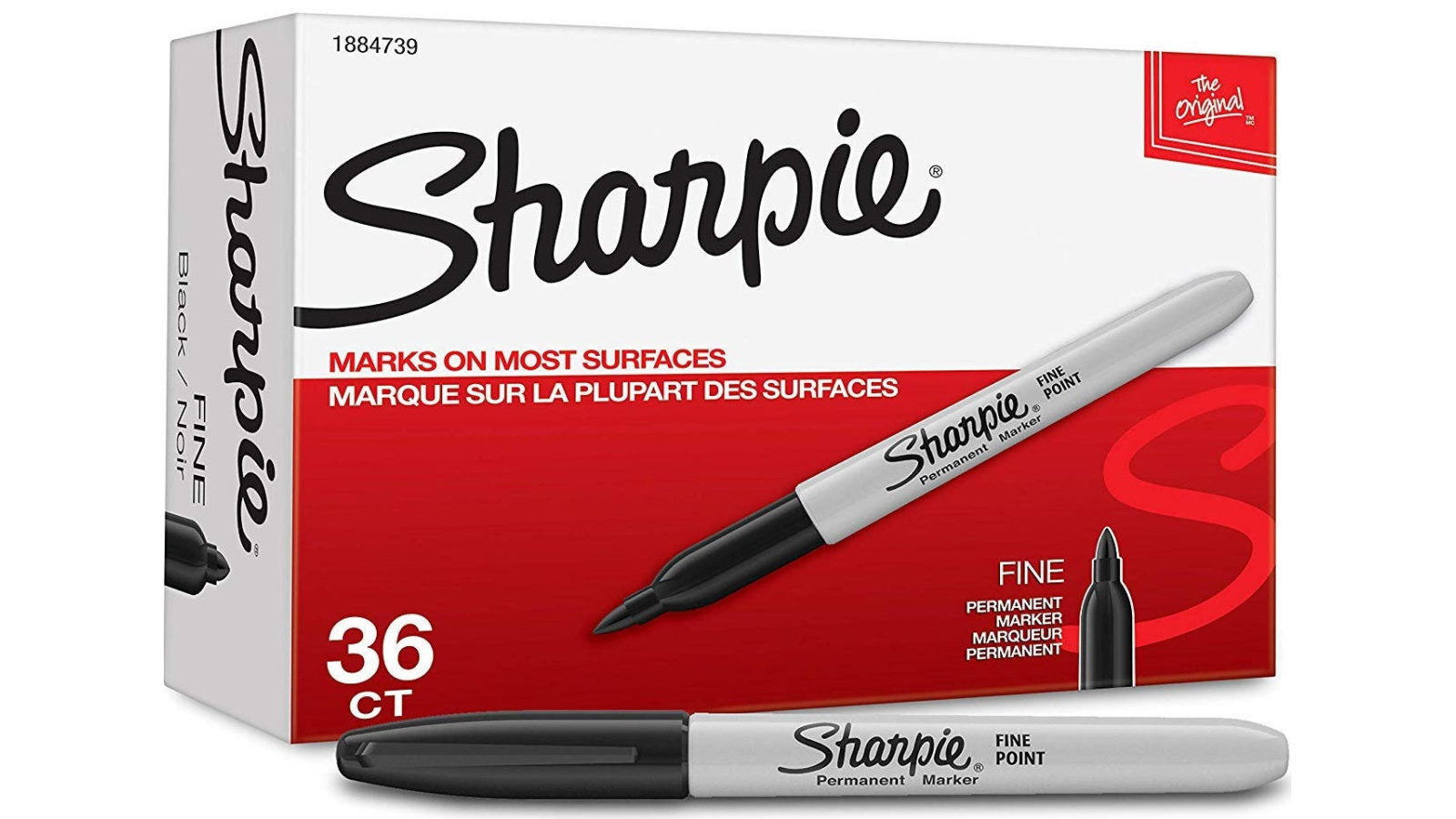 Sharpie 0.1cm Box of 36 Permanent Markers Fine Point - Black