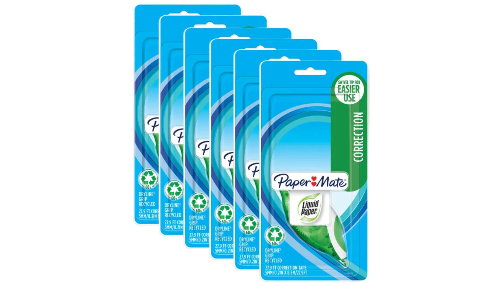 Papermate Pack of 6 Dryline Grip Liquid Paper Correction Tape
