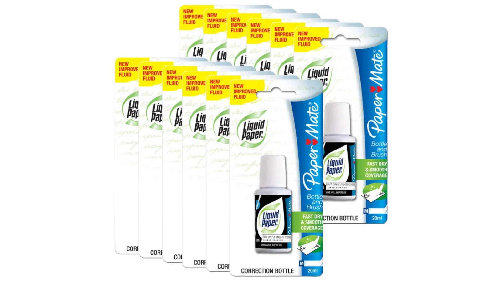 Papermate 20ml Fast Dry Paper Liquid Correction - Pack of 12
