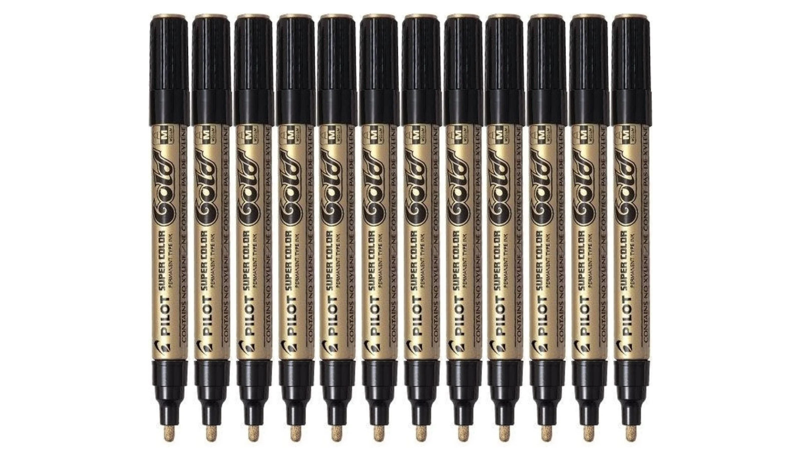 Pilot 0.45cm Box of 12 Super Colour Permanent Marker Medium - Gold