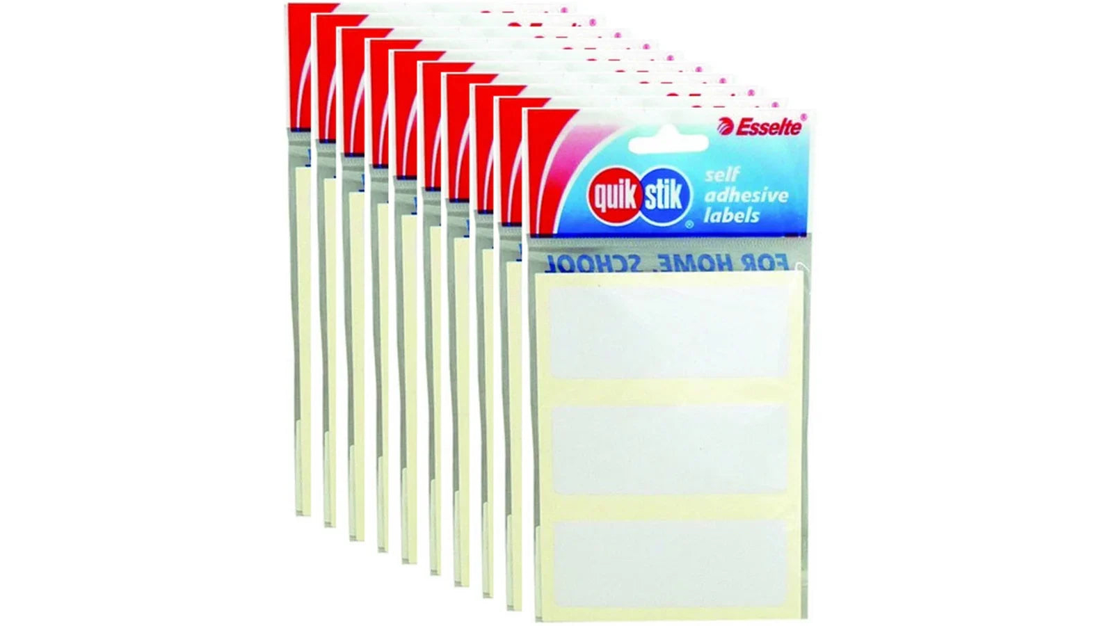 Quikstik Pack of 10 2.9x7.6cm Rectangular Label - White 