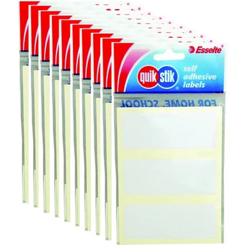 Quikstik Pack of 10 2.9x7.6cm Rectangular Label - White