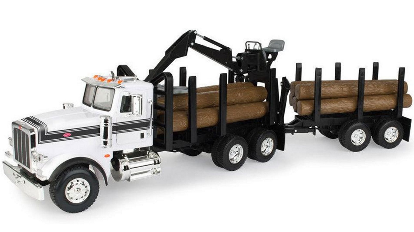 Tomy Peterbilt Big Farm 367 Logging Truck with Pup Trailer & Logs