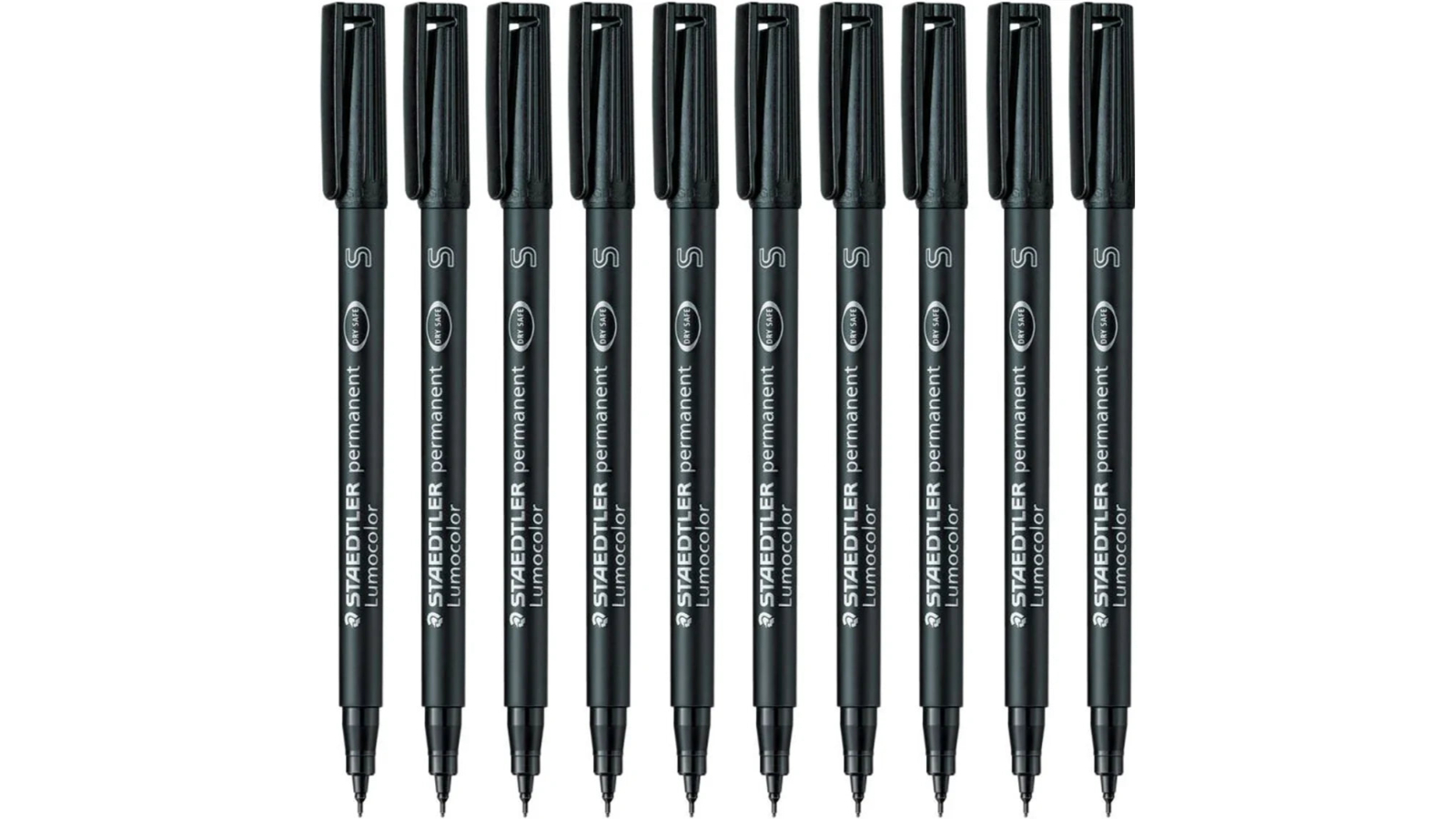 Staedtler Pack of 10 313 Lumocolor Permanent Superfine Marker Pen - Black 