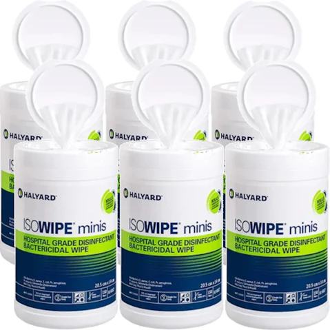 Halyard Pack of 6 Isowipe Hospital Grade Disinfectant Wipes