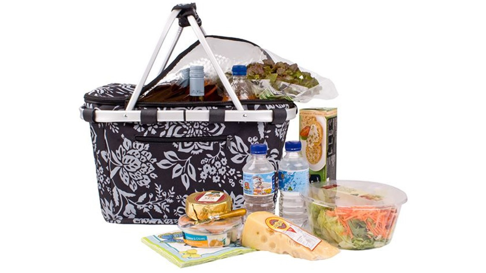Sachi Black Camellia Basket - 47 x 28cm