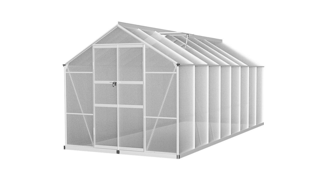 Green Fingers 2-Door Greenhouse Garden Shed - 4.7 x 2.5 x 2.26m