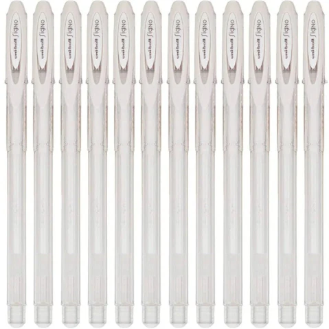 Uni-Ball Pack of 12 UM120 Signo Gel Ink Rollerball Pen - White