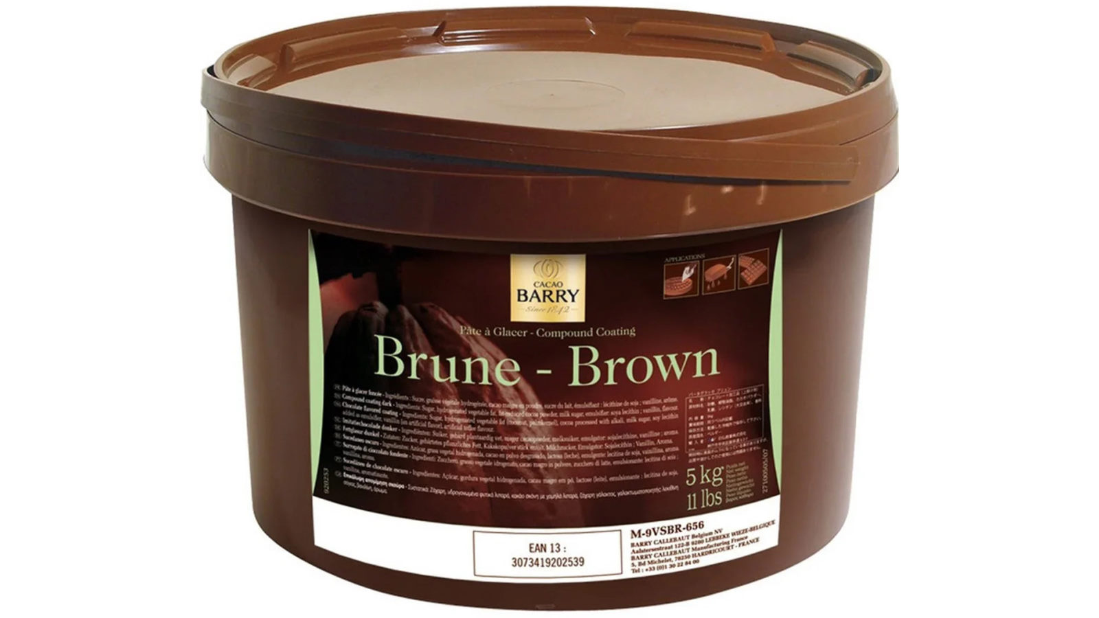 Cacao Barry 5kg Bucket Tub Pate Glaze Compound Dark Brune - Brown