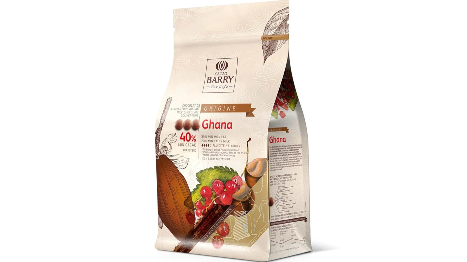Cacao Barry Bag of 1kg 40 Percent Ghana Milk Chocolate Couverture