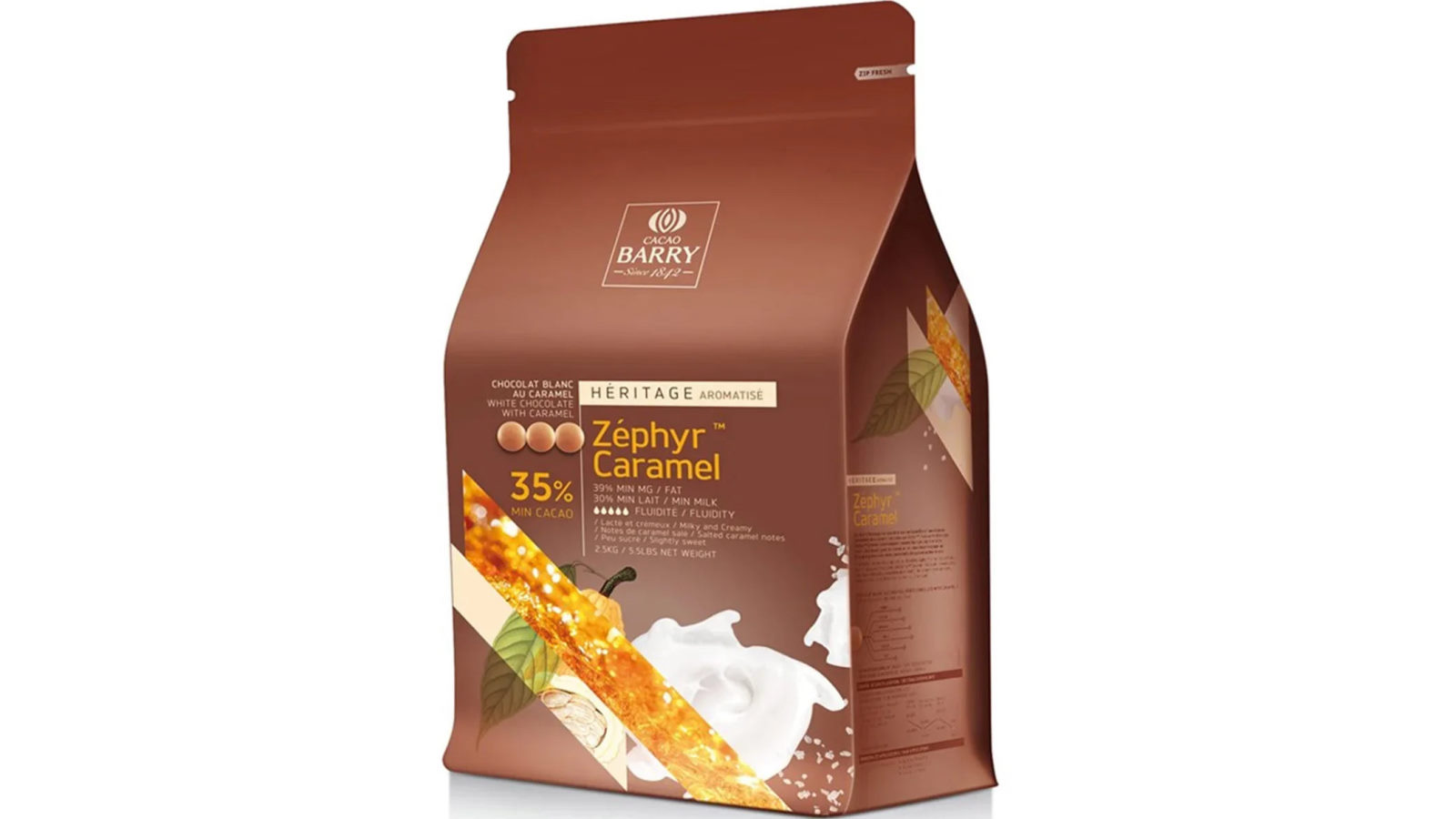 Cacao Barry Back of 2.5kg White Chocolate with 35 Percent Caramel Zephyr