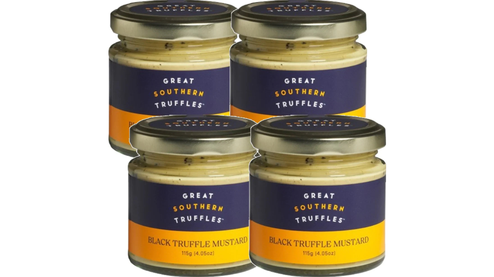Great Southern Truffles Pack of 4 Black Mustard Jar - 115g