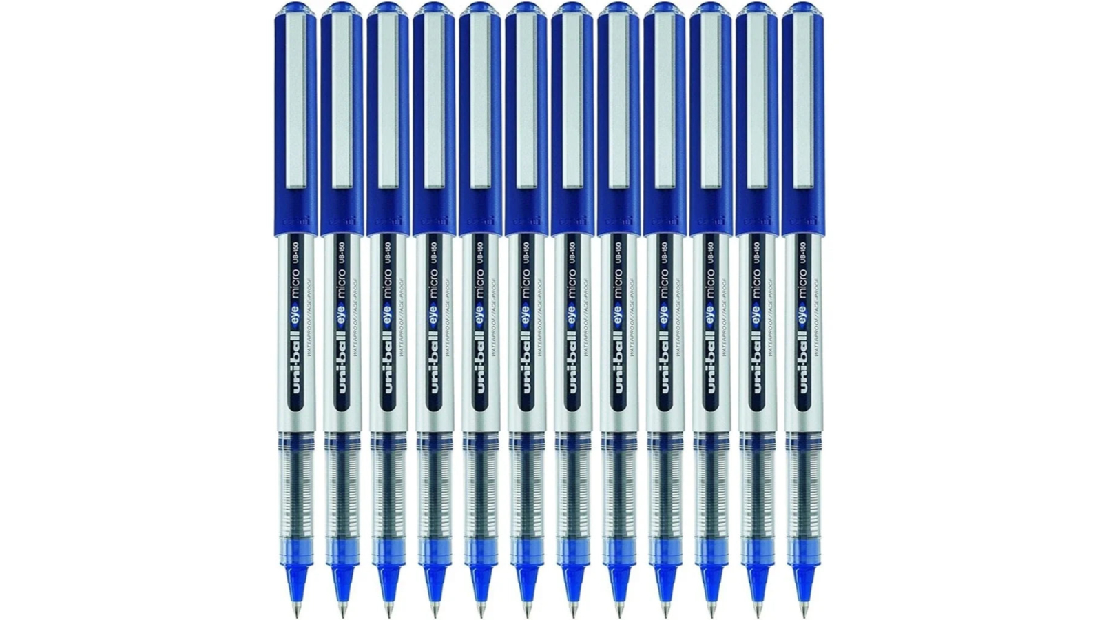 Uni-Ball Pack of 12 UB150 Eye Liquid Ink Rollerball Micro Pen - Blue 
