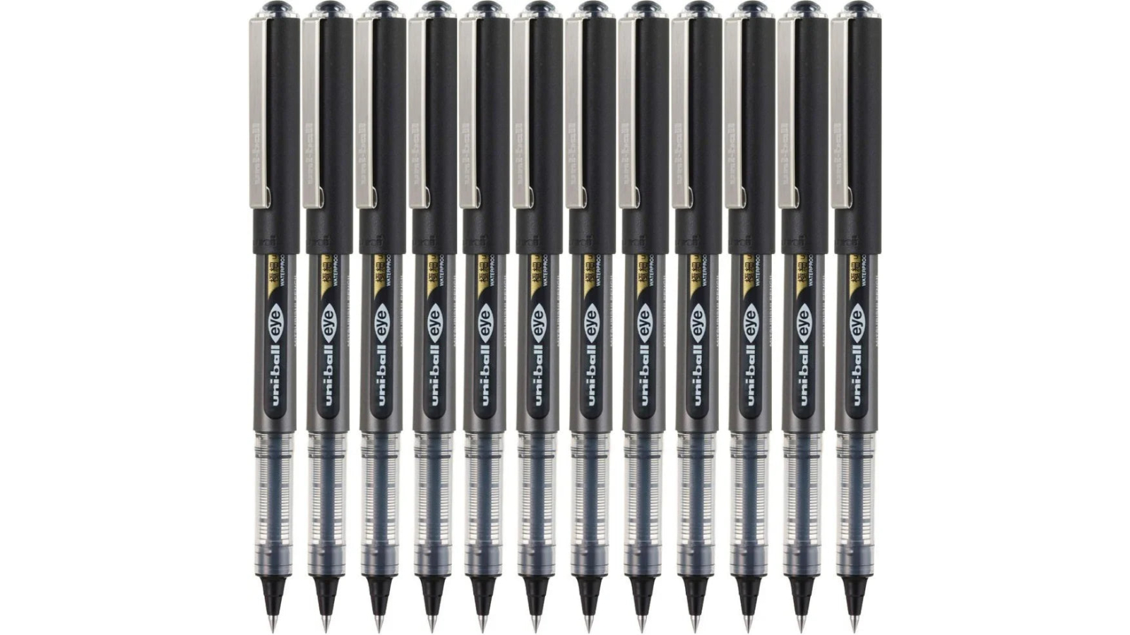 Uni-Ball Pack of 12 UB150-038 Eye Liquid Ink Rollerball Ultra Micro Pen - Black