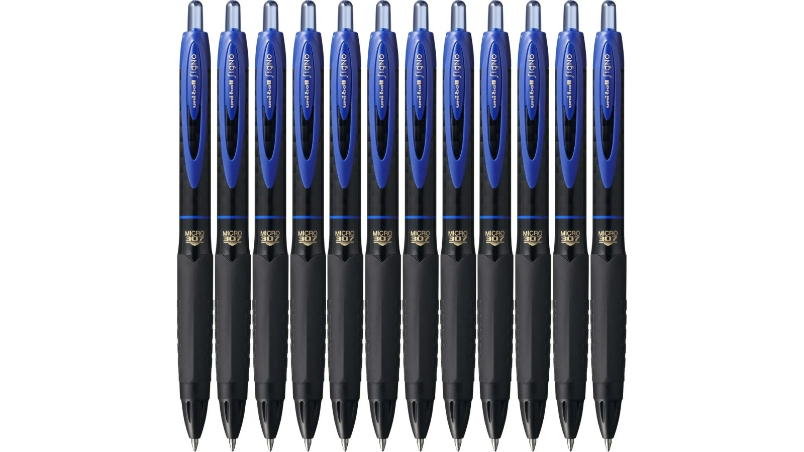 Uni-Ball Pack of 12 0.05cm UMN307 Signo Retractable Gel Ink Rollerball Pen - Blue 