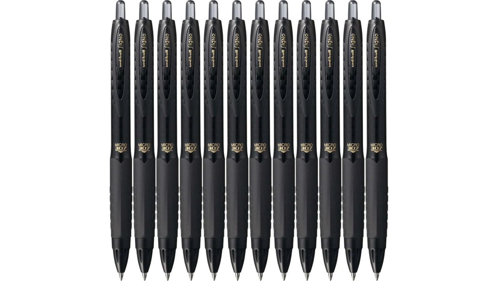 Uni-Ball Pack of 12 0.05cm UMN307 Signo Retractable Gel Ink Rollerball Pen - Black 