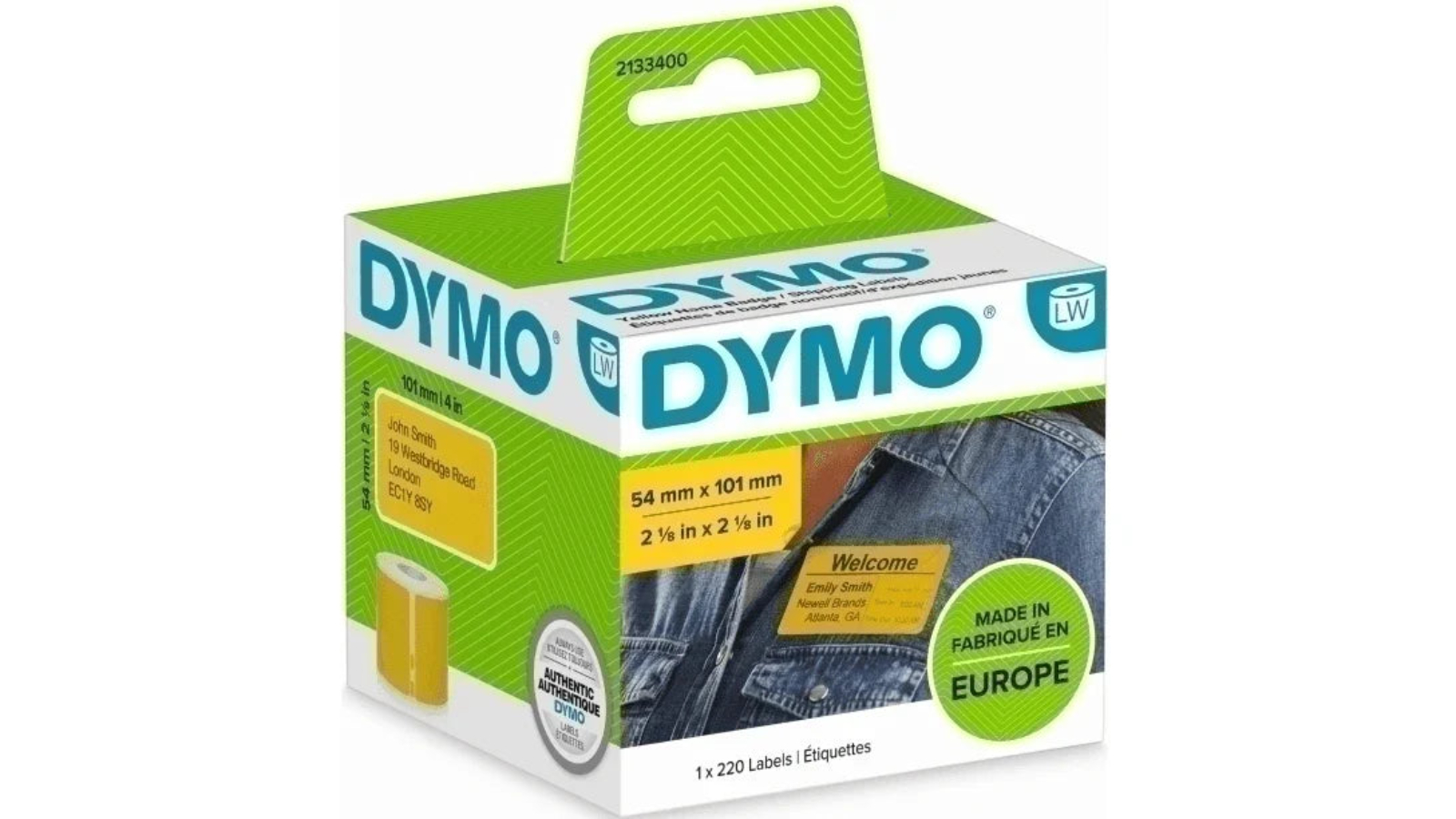 Dymo Yellow Roll Lw 220 Label - 5.4 x 10.1cm