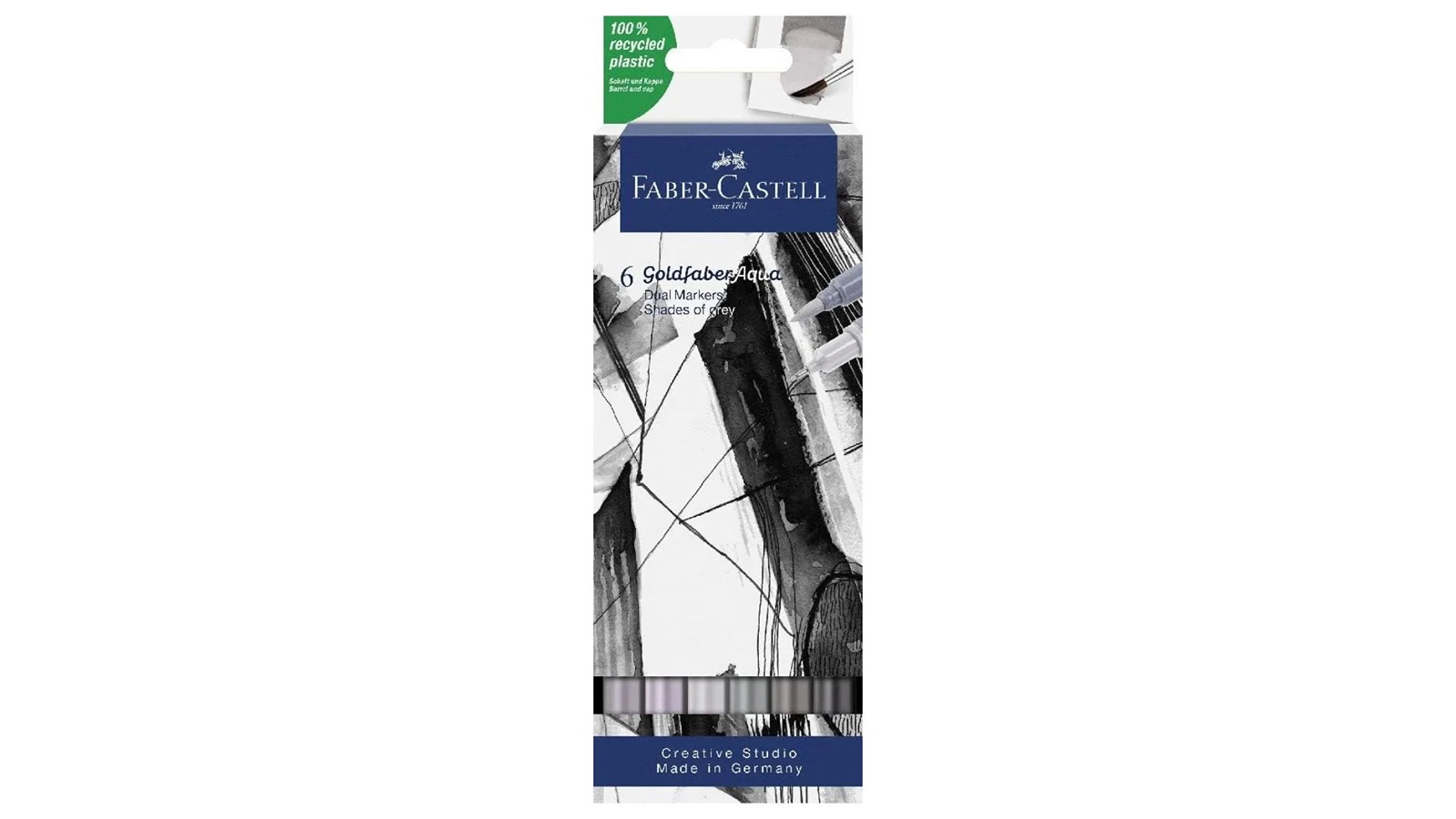 Faber-Castell Pack of 6 Shades of Grey Goldfaber Aqua Dual Marker