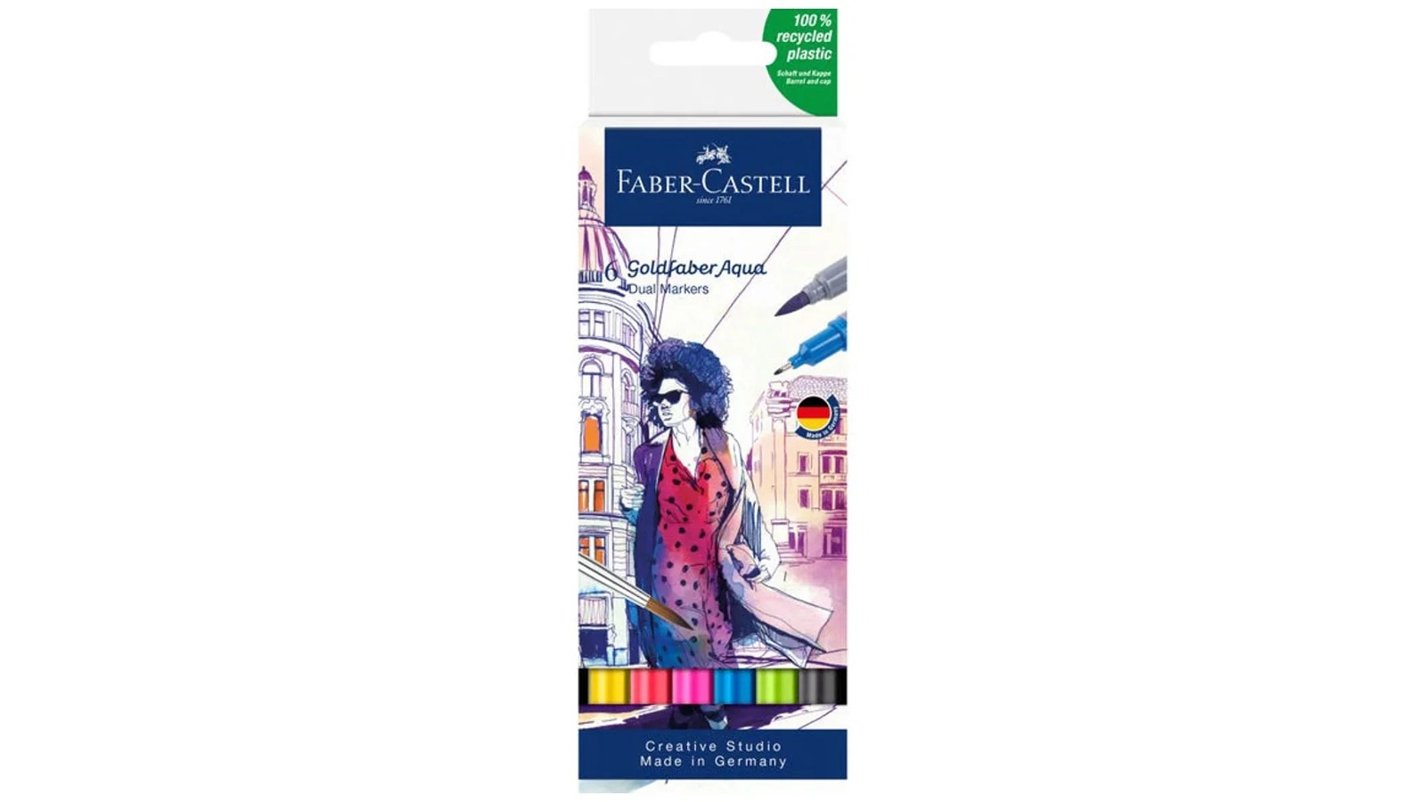 Faber-Castell Pack of 6 Goldfaber Aqua Dual Colour Marker