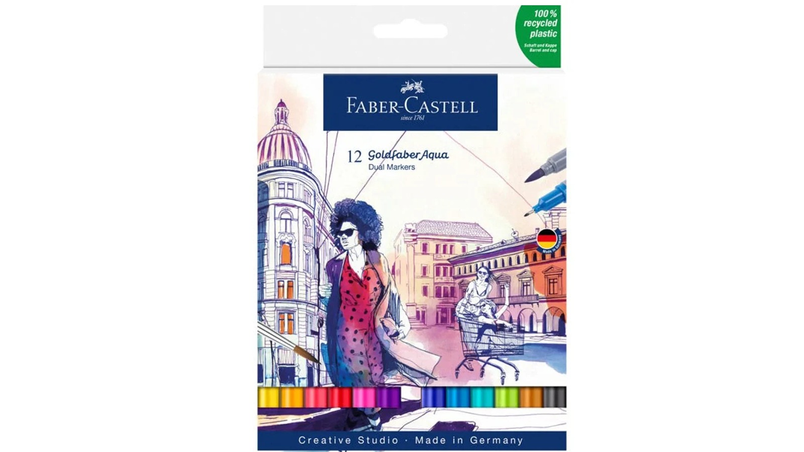 Faber-Castell Pack of 12 Goldfaber Aqua Dual Colour Marker